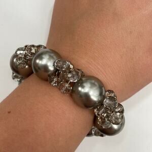 Chunky silver Beaded stretchy bracelet